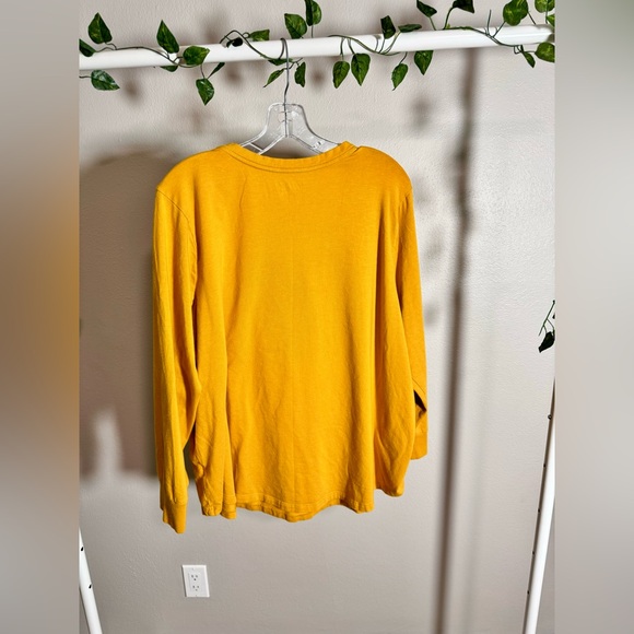 Set of Two V Neck Long Sleeve T Shirts Tees Mustard Yellow White Tops Plus Size - Picture 4 of 9